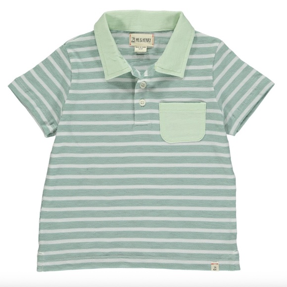 Me & Henry London Boy's Anchor Polo Shirt in Sage - Picture 1 of 5